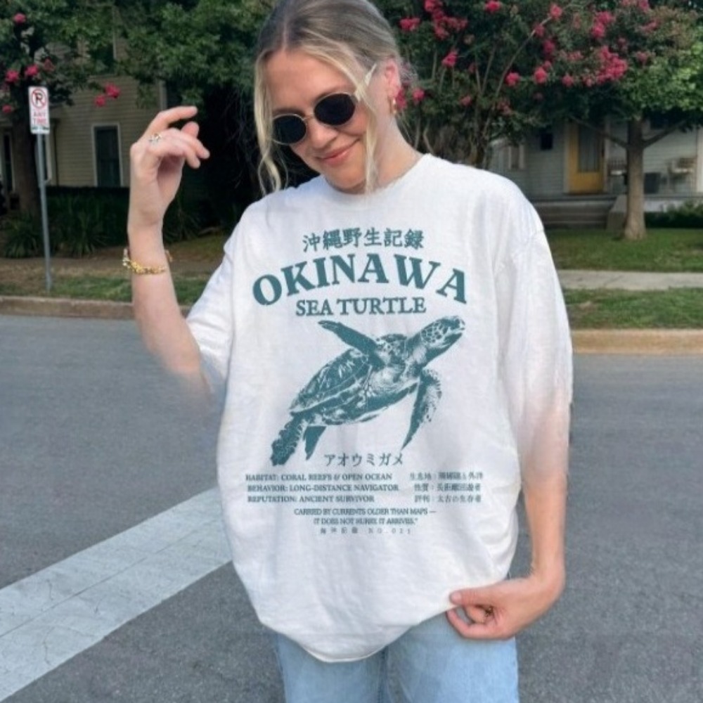 Turtleneck Knit 90S - Okinawa Sea Turtle Shirt Japanese Retro