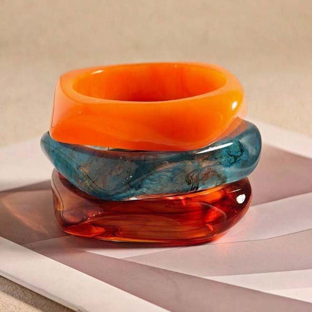 Vintage Fashion Gen Z - Statement Bangles Translucent Resin Bangles Gradient