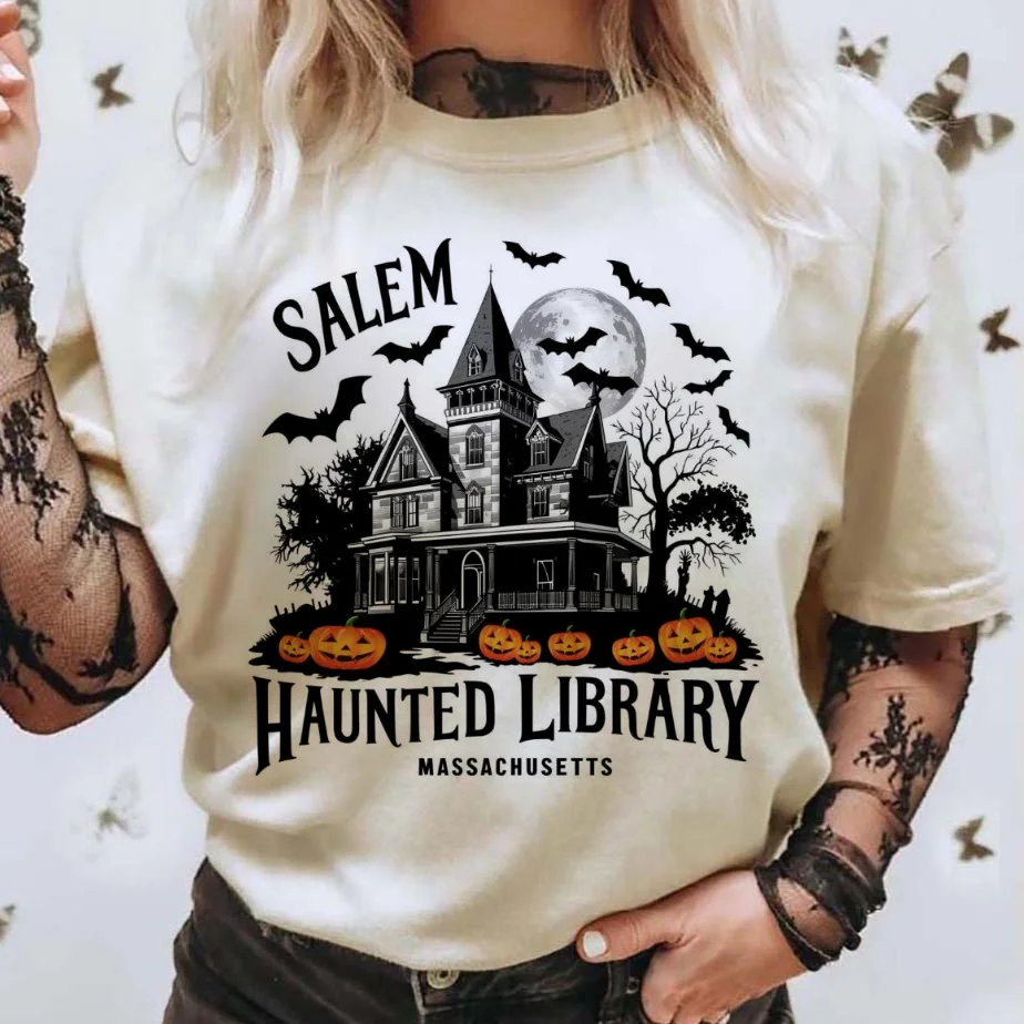 Vintage Fashion Library - Vintage Salem Haunted Library Printed Fashion