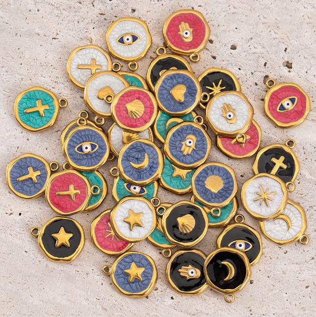 Vintage Fashion Earrings - 8pcs Stainless Steel Colored Enamel Love