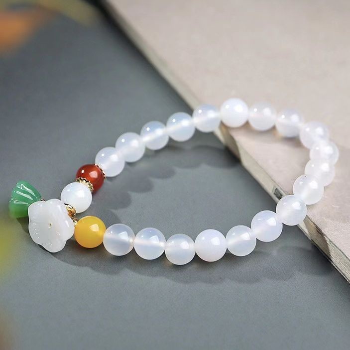 White Agate Bracelet with Lotu - огляд і ціна Vintage Fashion Tiktok