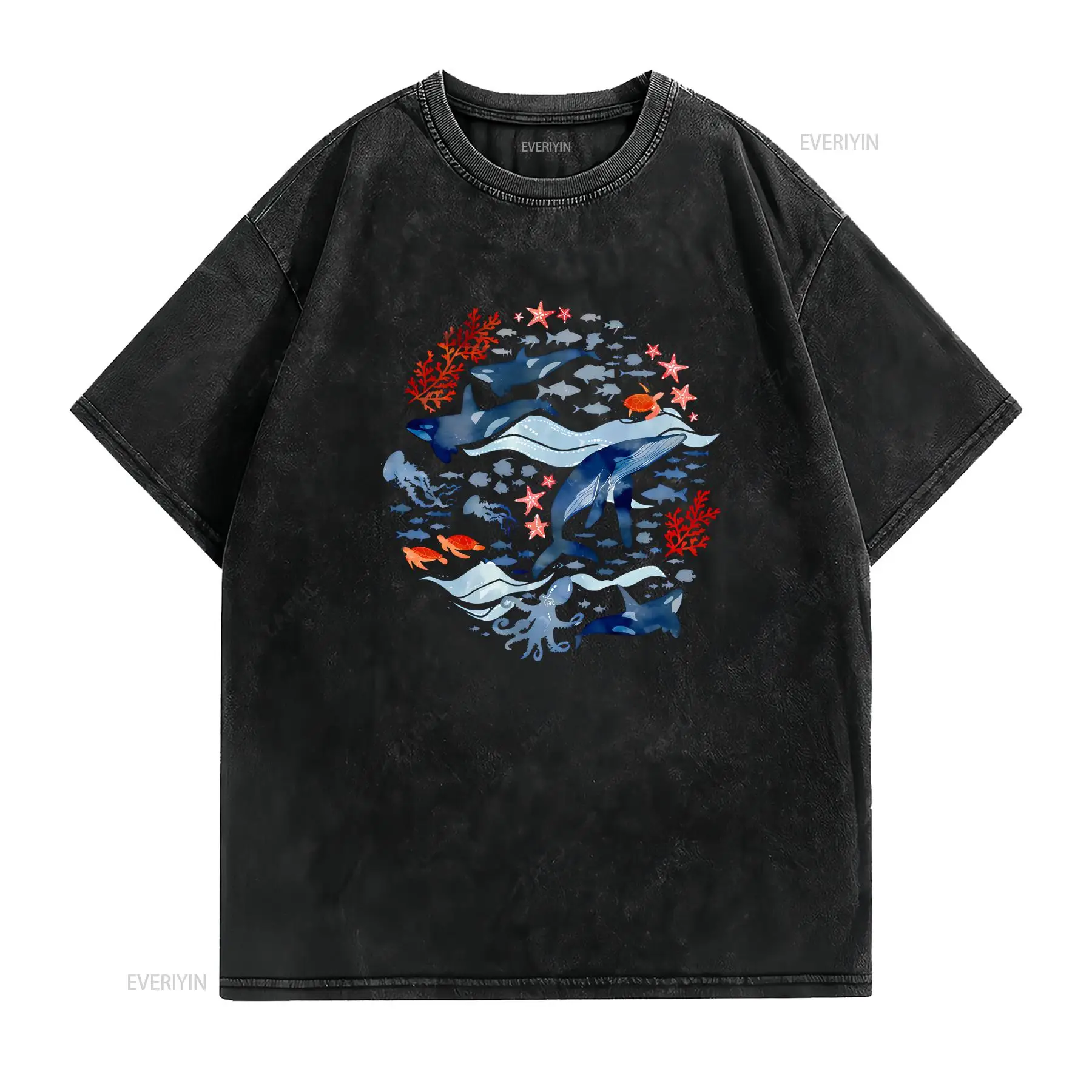 Ocean Life Sea Creatures T shi - огляд і ціна Turtleneck Knit 90S