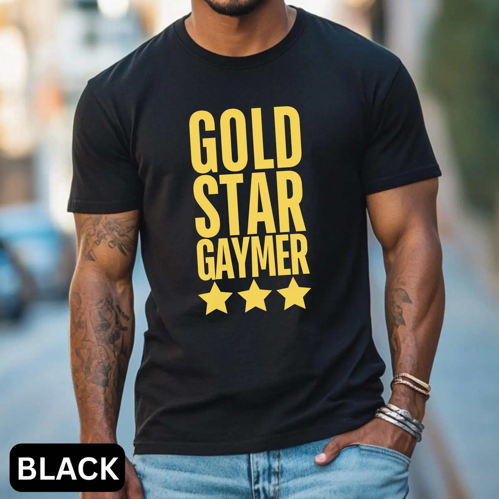 Gold Star Gaymer T Shirt LGBT  - огляд і ціна Vintage Queer Fashion