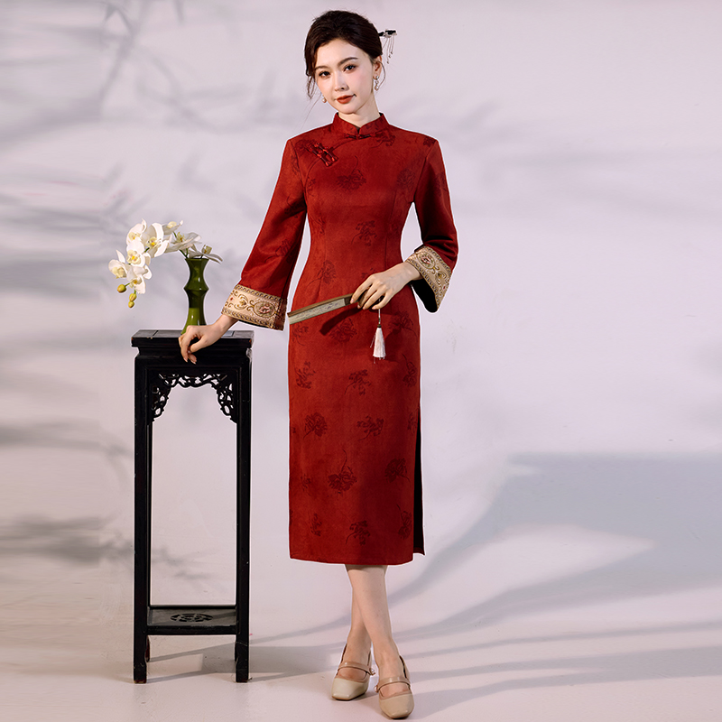 Luxury Suede Velvet Qipao - Mo - огляд і ціна Vintage Fashion Gen Z
