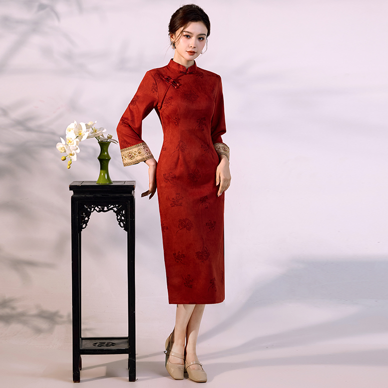Luxury Suede Velvet Qipao - Mo - огляд і ціна Vintage Fashion Gen Z