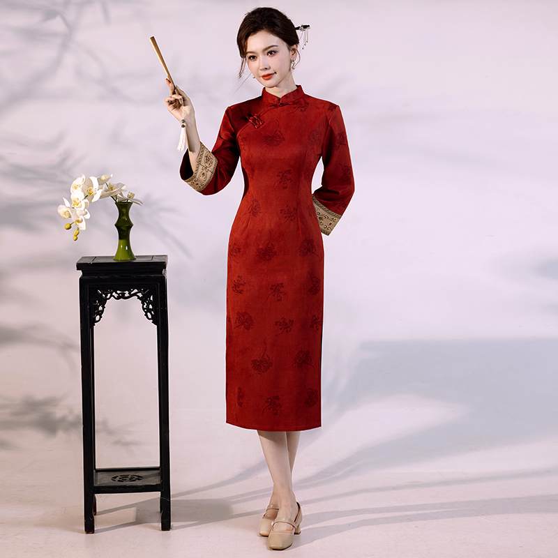 Luxury Suede Velvet Qipao - Mo - огляд і ціна Vintage Fashion Gen Z