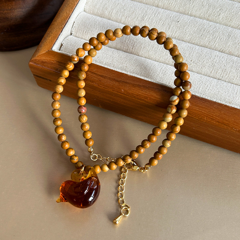 Wooden Bead Glass Bird Necklac - огляд і ціна Vintage Vibes Fashion