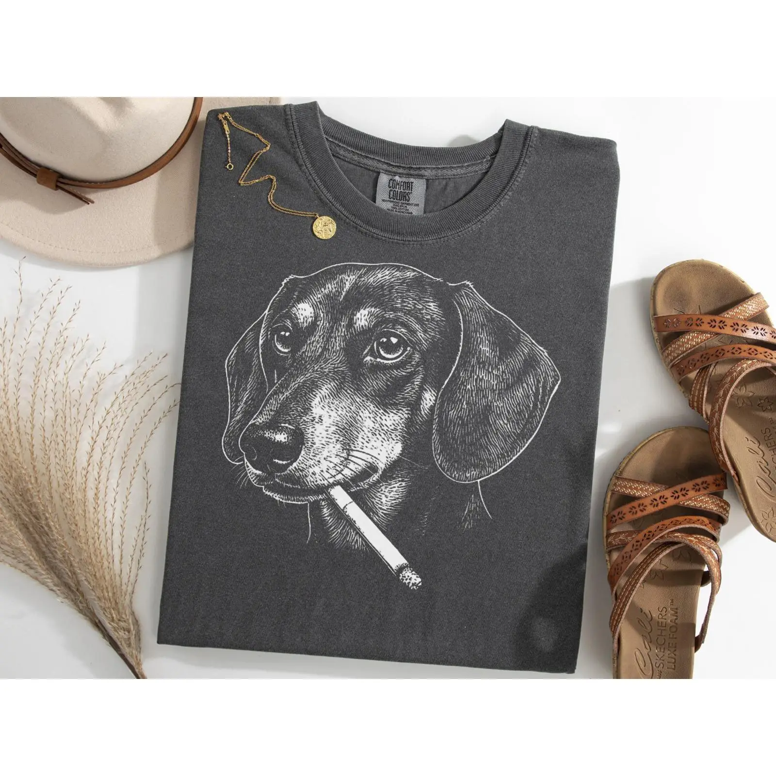Dachshund Smoking Meme T Shirt - огляд і ціна Vintage Fashion Gen Z