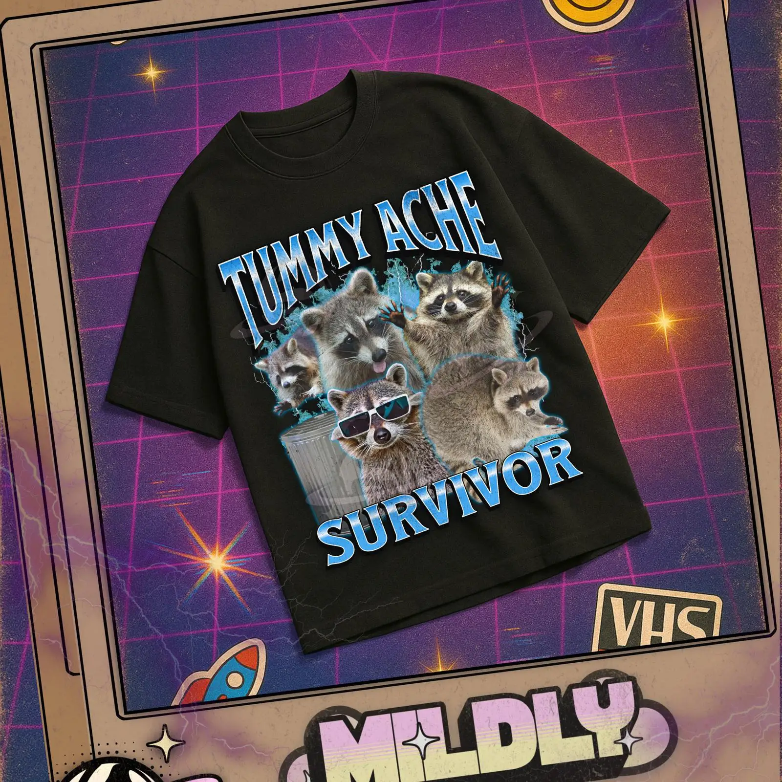 Tummy Ache Survivor Funny Racc - огляд і ціна Vintage Fashion Gen Z