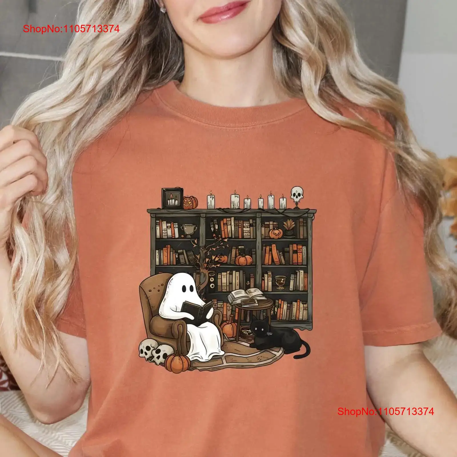 Bookish GhosT T Shirt Spooky L - огляд і ціна Vintage Fashion Library