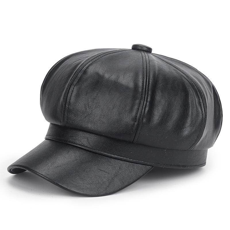 Winter Black PU Leather Hat fo - огляд і ціна Vintage Fashion Hats