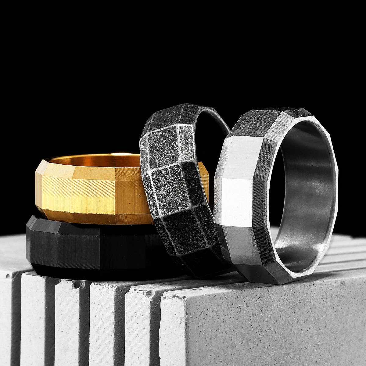 Geometric Cuts Men Rings Stain - огляд і ціна Vintage Fashion Newtown