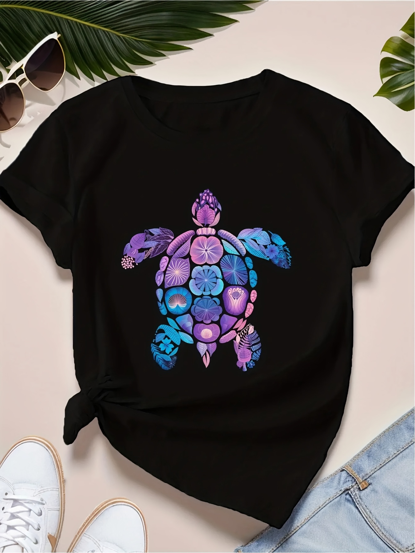 Women's Black Casual T-Shirt w - огляд і ціна Turtleneck Knit 90S