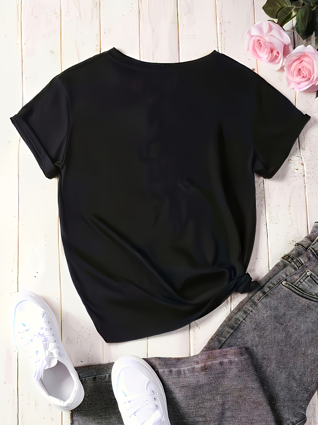 Women's Black Casual T-Shirt w - огляд і ціна Turtleneck Knit 90S